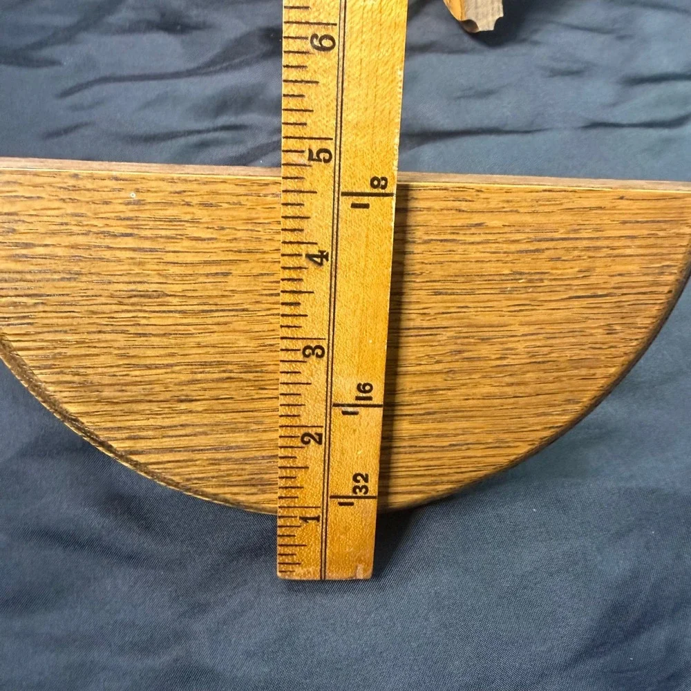 Vintage Solid Wood Floating Wall Shelves Pair Oak Finish Semicircle Corbel 8.5in